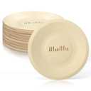 RimCereal 50 Pack Wood Wedding Plates Bulk Disposable Mr and Mrs Wooden Engagement Party Disposable Round Dessert Plates for Wedding Engagement Party Decorations Appetizer Cake 5.51 x 5.51 Inch