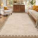 GarveeHome Cross Bordered Large Area Rug 9x12 Machine Washable Non Slip Low Pile Dining Room Carpet Geometric Stain Resistant Living Room Bedroom Home Office Rug, Beige