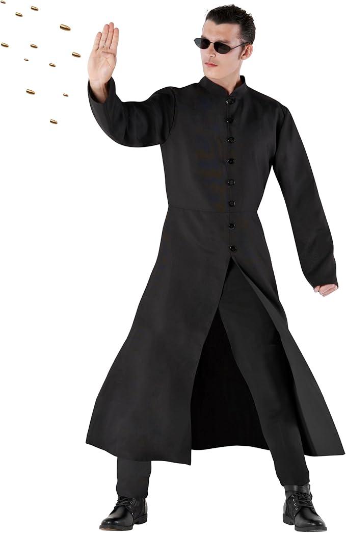 Morph Sci Fi Black Coat Men, Action Film Cosplay Costume Adult, Halloween Costume Adult Male, Deguisement Adulte L