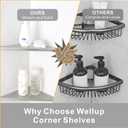 WELLUP Brushed Nickel 10 Corner Shower Shelf Bathroom Shower Shelves, 2 Pack Triangular 304 Stainless Steel Shower Corner Shelf for Tiled Walls, No Drilling