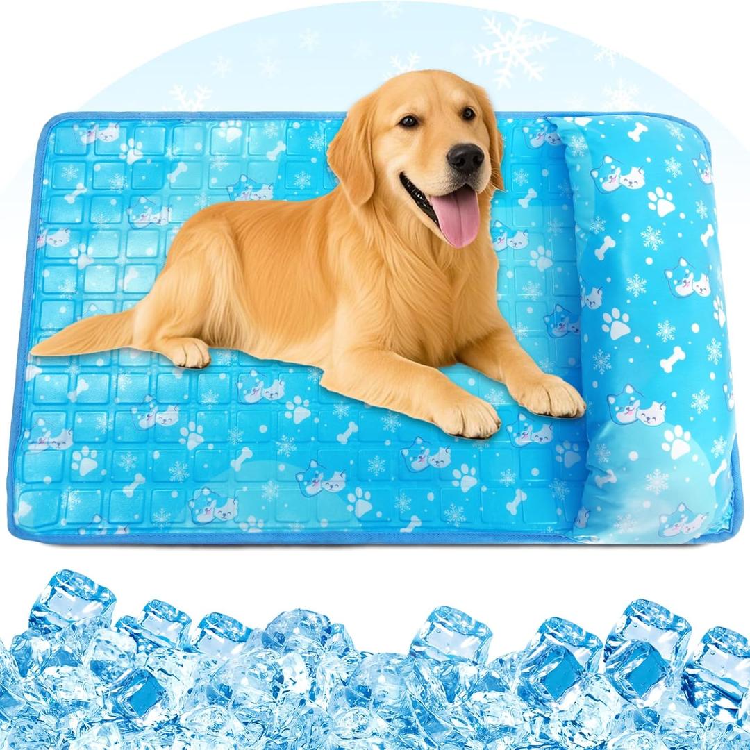 Dog Cooling Mat, Pet Cooling Mat with Non-Toxic Solid Gel, Self-Cooling Pad for Dogs, Waterproof, Durable Cooling Bed for Indoor, Outdoor, Summer L ( 21.5 × 31.5in )