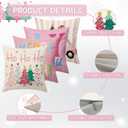 BBOLDIN Pink Christmas Throw Pillow Covers 18x18 Couch Cushion Covers, Holiday Tree Decorations for Sofa Home, Xmas Country Striped Car Farmhouse Pillow Cases Winter Decor Set of 4