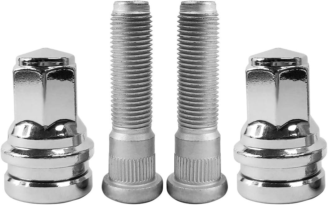 M14x1.5 Chrome Wheel Lug Stud Nut Set HCPZ1012A HCPZ1012B Compatible with 2003-2023 Ford F250 F350 F450 F550 Super Duty Excursion F-53 (4PCS)
