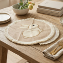 Gandeer Easter Placemats Set of 6 Embroidered Bunny Place Mats 15 Inch Round Spring Rabbit Placemats Rustic Vintage Washable Table Mats for Easter Table Home Party Decoration