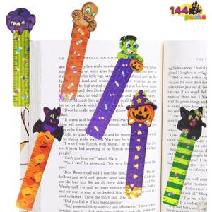 JOYIN 144 PCS Halloween Bookmark Rulers Party Favor Pack (6 Designs) with Halloween Themed Prints for Holiday Decorations, Goodies, Classroom Rewards, Goodie Bag Stuffer and Kids Trick or Treat Prizes