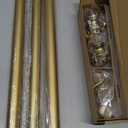 Gold Curtain Rods for Windows 30 to 41 Inch, Decorative Vintage Crystal 1'' Diameter Curtain Rod with Gold Foil Finials, Adjustable Heavy Duty Easy Install Drapery Pole Set for Farmhouse, Bedroom