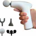 Deep Tissue Massage Gun, Portable Percussion Muscle Massager with Four Interchangeable Heads, Useful for Athletes, Gym, Office (White)