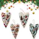 4Pcs Christmas Embroidery Kits, New DIY Heart Shaped Hand Embroidered Christmas Ornament Kit, Christma Cross Stitch Kits for Beginners, Fun Holiday Ornament Gift Set With Hoop,Thread & Needles