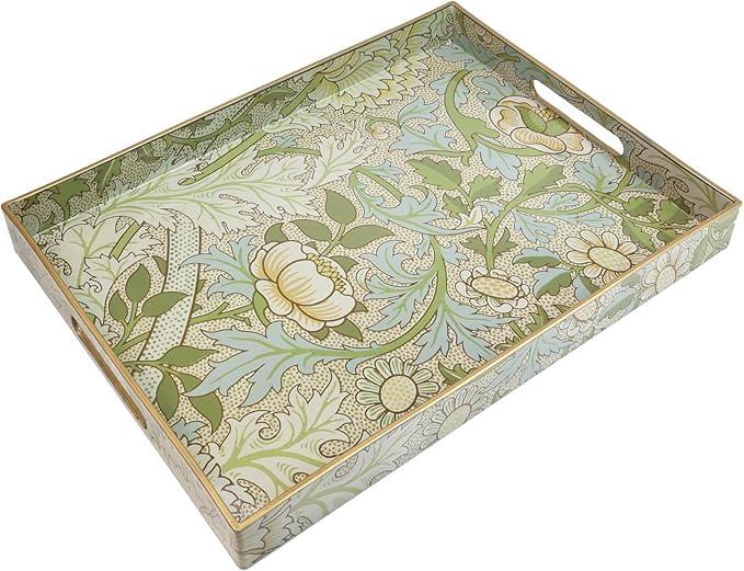 Spsyrine Serving Tray with Handles, Plastic Decorative Tray for Coffee Table, Living Room, Home Decor, 3040B