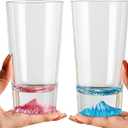 12oz Iceberg Clear Glass Cup, Pink and Blue Set of 2 Cocktail and Drinking Cups, Creative Gift for Couple Engagement Wedding Bride and Groom