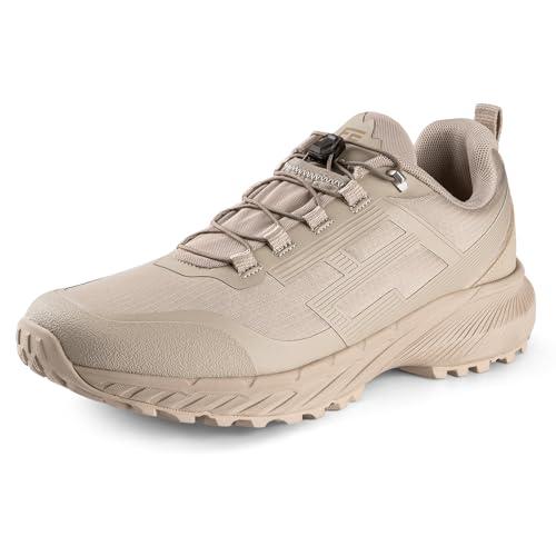 Lightweight Men's Hiking Walking Shoes Anti-Slip Sneakers Mens Cross-Country Trail Running Shoes Beige Size 6.5 US