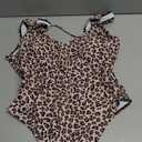 Sexy Backless Cheeky High Cut Leg Thong V Neck One Piece Swimsuit (Large, Leopard)