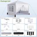 10x10 Pop Up Canopy with Sidewalls, Instant Portable Canopy Tent with Carry Bag for Commercial Events, Camping, Parties - White