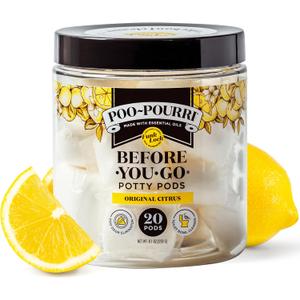 Poo~Pourri Original Citrus Before-You-Go 2-in-1 Toilet Potty Pods 20ct - Bathroom Odor Remover & Toilet Cleaner - Plant Based Ingredients & Essential Oils - with Lemon, Bergamot, & Lemongrass Scent