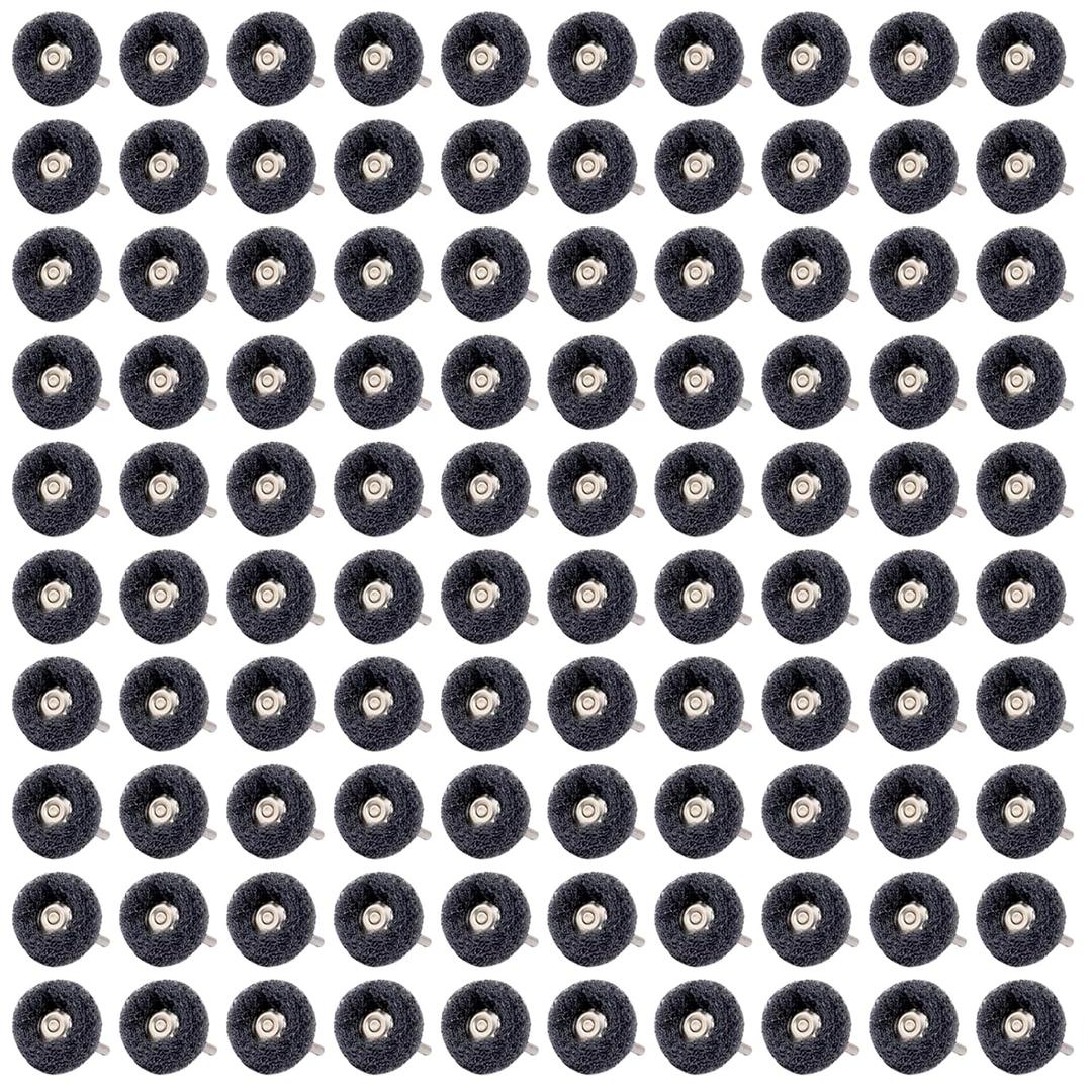 100 PCS Abrasive Buffing Wheels,1 Inch Buffing Polishing Wheel Set for Rotary Tool Accessorie 1/8'' (3mm) Shank, Black 400 Grits for Metal,Wood, Rust Removal