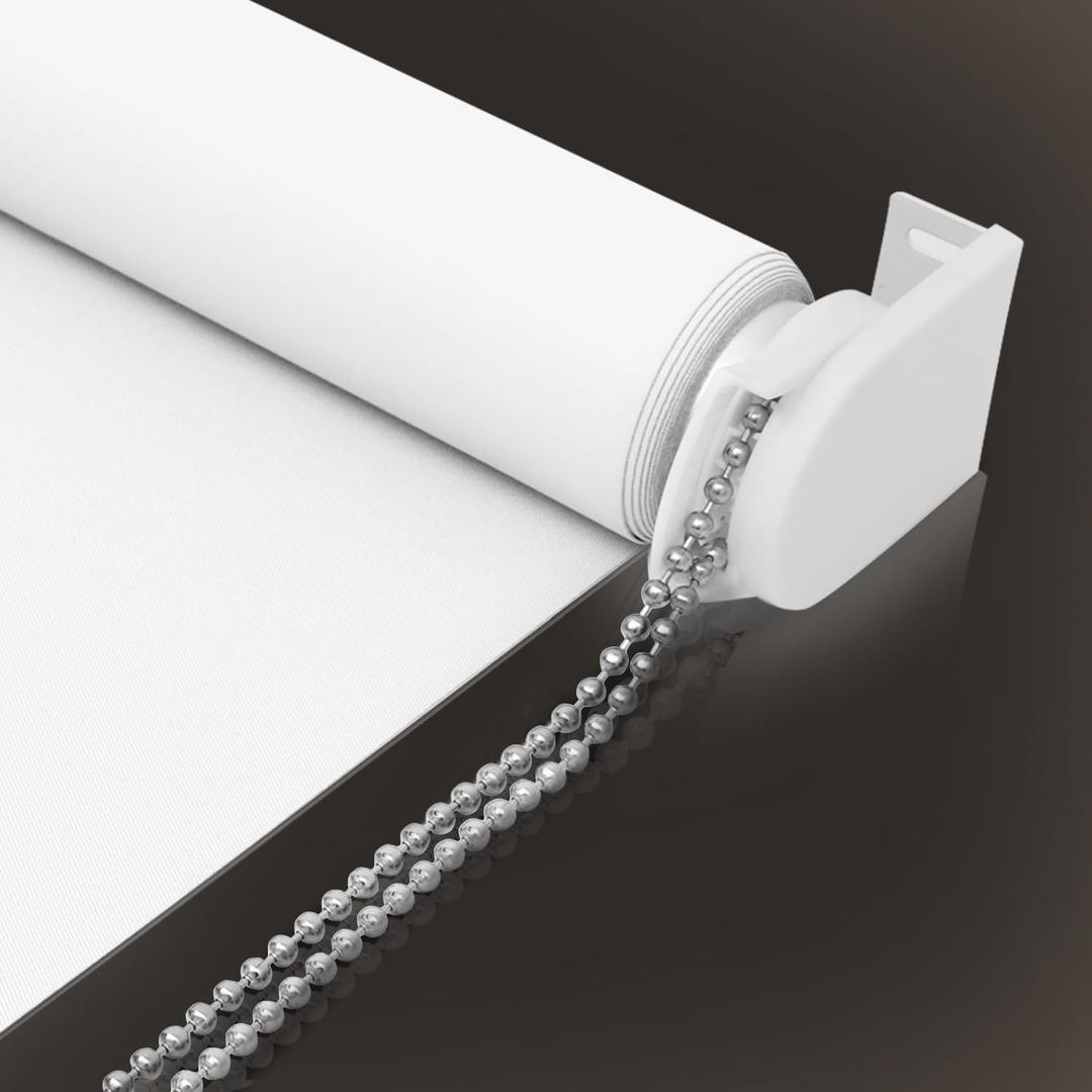 No Drill No Tools 100% Blackout Roller Shade | UV Protection | Easy-Care Fabric | Roller Blind for Windows & Doors | Pull Down Window Shade - White (30" W x 78" H)