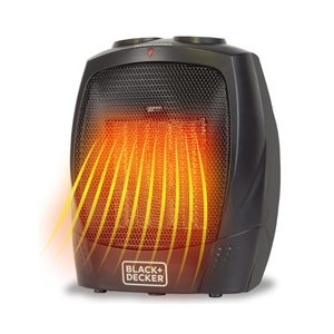 BLACK+DECKER Personal Ceramic Heater, Space Heater for Office Desk, Home Office & Personal Use Desk, 2 Heat & Fan Only Settings, Adjustable Thermostat, BHDC201, Black