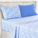 Blue and White Paisley Sheet Set, Twin - Ultra Soft Deep Pocket | Cooling Wrinkle-Free Microfiber, Boho Floral Print | 4 Piece Set: Fitted, Flat Sheet & 2 Pillowcases | OEKO-TEX, Easy Care