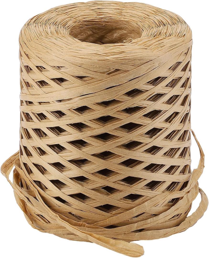 woric Raffia Ribbon 262 Yards (787 Feet) Raffia Yarn Craft Ribbon for Lei Crochet Crafts Packing Paper Twine Gift Wrapping Tags Wedding Invitations Mothers Day Decorations (Kraft)