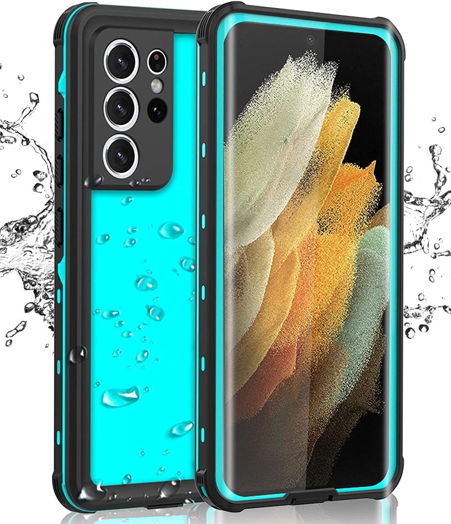 for Samsung Galaxy S21 Ultra Phone Case Waterproof with Screen Protector, Full Body Protection Heavy Duty Shockproof Drop Proof Anti-Scratched Rugged Cases Cover for Galaxy S21 Ultra 6.8" All Teal