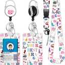 Best Era Console Lanyards for ID Badge, Lanyard ID Card Holder with Retractable Reel Clip and Keychain, Vertical Heavy Duty Identity Badge Cover Case Protector for Teacher Nurse Women Men