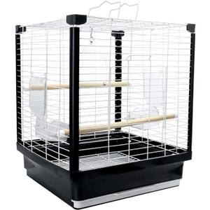 17.5 Inch Small Bird Cage & Travel Carrier – Portable Parrot Cage for Home, Outing, Pet Clinic or Temporary Placement, Suitable for Small Medium Birds Like Parakeets Conures Lovebirds Cockatiels
