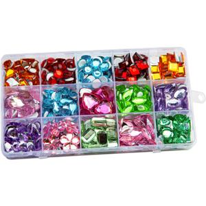 DISSONA Self Adhesive Gems Jewels for Kids Crafts Rhinestones Jumbo Crystal Stickers10 Shapes DIY Size :10mm to 20mm with Glue Stickers in Flat Back for Arts & Crafts Projects (500) Color at Random