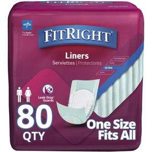 FitRight Plus Liners, Heavy Absorbency, 13 x 30, 4 packs of 20 (80 total)