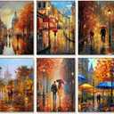 DIYGEMDOT 6 Pack DIY Paint by Numbers Kit for Adults & Beginners, A Walk in The Rain Easy Paint by Number Kits, 9.8 X 13.8 inches for Home Decor (Z002)