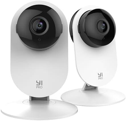 YI Pro 2K Home Security Camera, 2.4Ghz Indoor Camera with Person, Vehicle, Animal Detection, Phone App for Baby, Pet, Dog Monitoring, Compatible with Alexa and Google Assistant, 2 Pcs