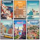 6 Pack Paint by Numbers Kit for Adults Beginner, Travel City Landscape Adult Paint by Number Kits on Canvas, DIY Acrylic Oil Easy Painting by Numbers for Home Wall Decor 8X12 inch (Without Frame)