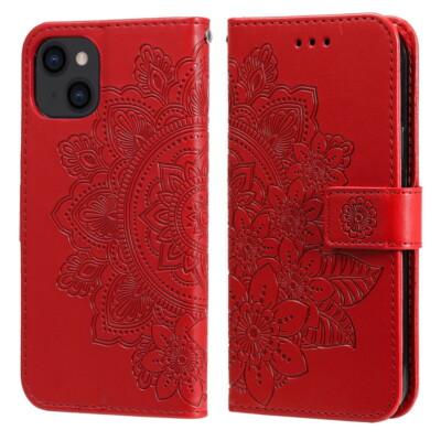 Asuwish Compatible with iPhone 13 Mini 5.4 inch Wallet Case and Tempered Glass Screen Protector Flip Card Holder Cell Phone Cover for iPhone13mini i-Phone 13minicase i iPhone13 13mini Women Men Red