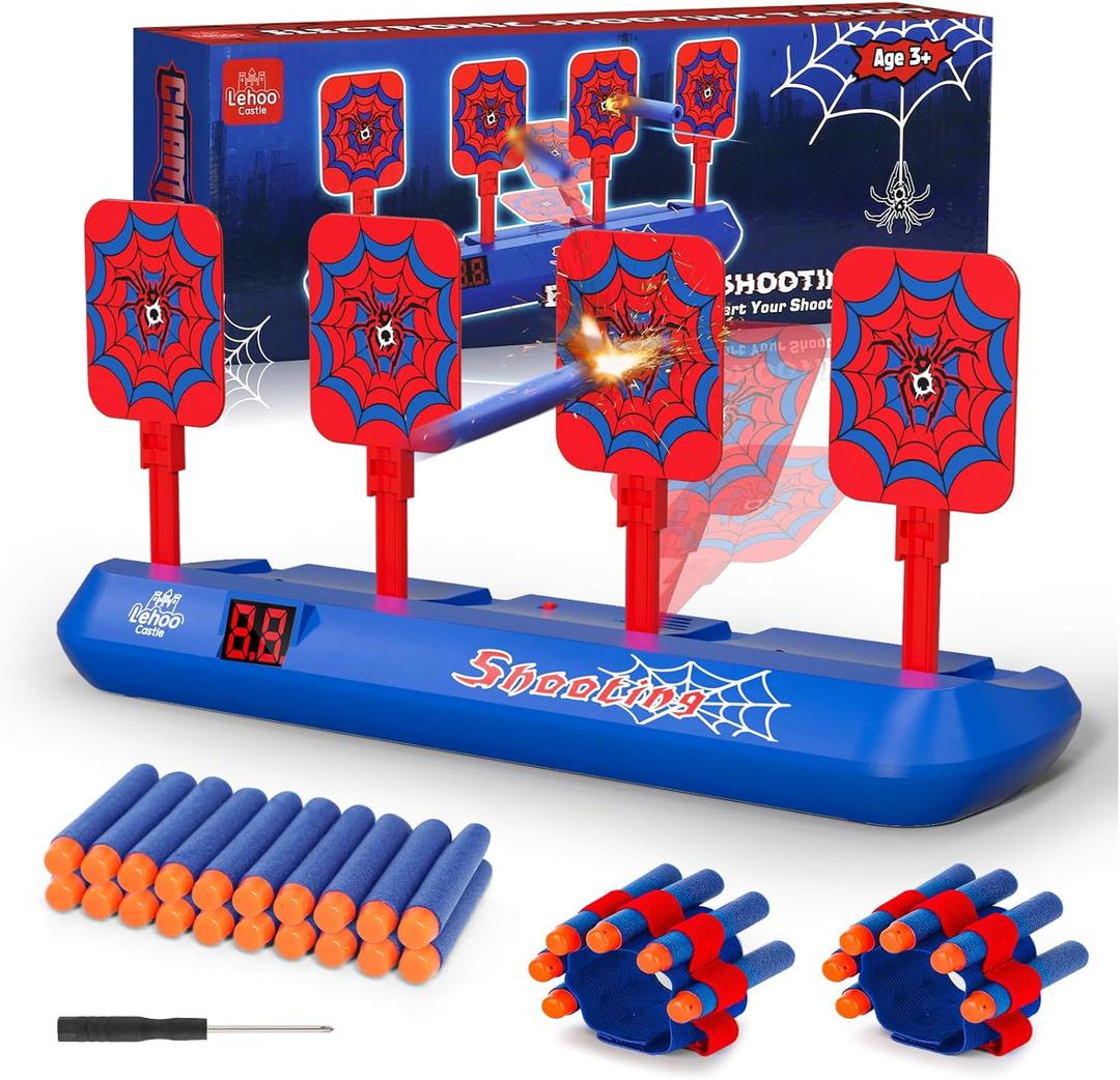 Lehoo Castle Nerf Target, Electronic Shooting Targets for Nerf Guns, Auto-Reset Scoring Shooting Games with 20 Bullets, Kids Toys for 3 4 5 6 Year Old Boys