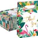 Marspark 60 Pcs Hawaiian Gift Bags Luau Party Tropical Goodie Candy Bags with Handle Summer Aloha Treat Bags Thank You Gift Bags for Hawaiian Luau Party Supplies(Hawaii Style)