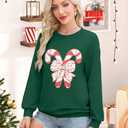 Christmas Sweatshirts Women Candy Canes Graphic Sweatshirt Vintage Xmas Long Sleeve Shirt Pullover Tops (Small)