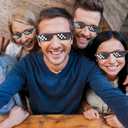 2 x JDD 3 Pack Whole Thug Life 8 Bits Pixelated Meme Party Sunglasses Mosaic Gamer Photo Props Glasses for Men Women, Black, Large