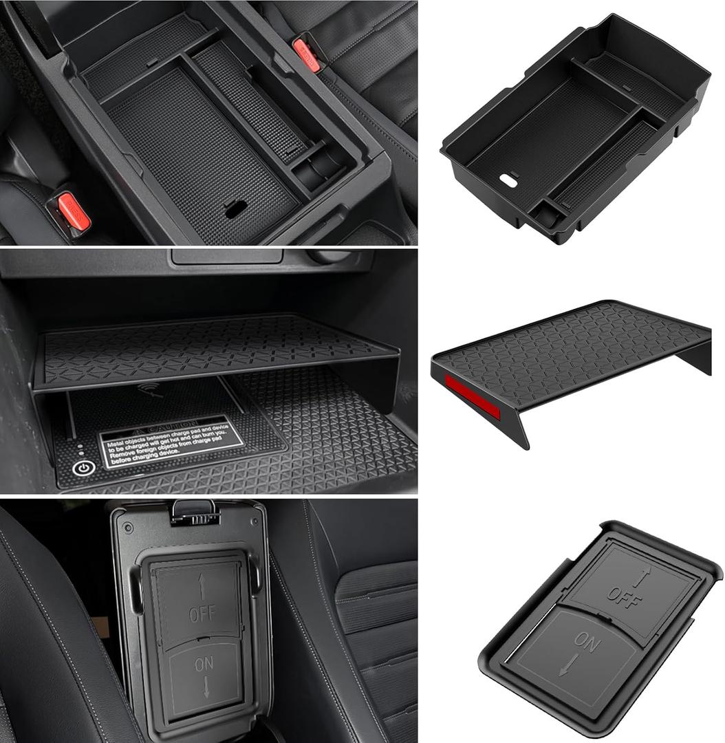 3PCS Center Console Organizer Compatible with Honda CRV 2023 2024 2025 2026 Accessories CR-V Hybrid Armrest Organizer Tray Hidden Storage Box ABS Material