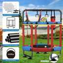 Trampoline for Kids, Upgrade Full Anti-Rust 440lbs Indoor Outdoor Toddler Trampoline with Net, 55" Adjustable Baby Toddler Trampolines Accessories Dart Board