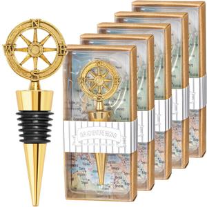 30Pack Rudder Wine Bottle Stoppers - Anchor-Designed Reusable Wine Savers, Elegant Decoration for Wine Lovers & Sailors, Perfect for Home, Yacht Party, Restaurants, Preserve Freshness (Gold)