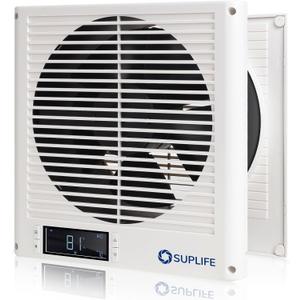 8" Room to Room Air Transfer Fan for Quietly Circulating Air, Reversible Airflow Design, 320 CFM Programmable Through Wall Fan, Durable Build Quality, 10 Speed Thru Wall Exhaust Fan for Closet, Laundry