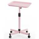 Back-Saving Salon Tray on Wheels, Adjustable Height (25-36inch) Rolling Cart for Hair Stylists, Tattoo Artists, Lash TechsSpa Clinic Home Salon Trolley (36inch-Pink, 12.316inch)