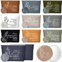 Kacctyen 20 Pcs Spanish Christian Gifts for Women Regalos Cristianos para Mujer 10 Religious Canvas Makeup Bags with 10 Bible Verse Compact Mirrors for Church