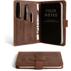Leather Field Notes Cover for 3.5 x 5.5 in. Notebooks, Case for Moleskine Cahier Pocket Size Notebook, EDC Journal Covers with Pen Holder, Traveling Sketch Wallet, Small Planner, Notepad Accessories