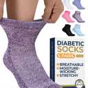 Pembrook Ankle Diabetic Socks for Women & Men | 6 Pairs | Wide Non Binding Socks Quarter Length | Edema Neuropathy Socks, L