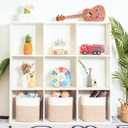 MINTWOOD Design 3-Pack 11x11in Woven Cube Storage Bin and Shelf Baskets, Cute Decorative Square Organizer for Closet, Classroom, Bathroom, Dog and Cat Toys, and Books, Light Brown