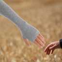 VALICLUD 3 Pairs Cotton Blend Fingerless Gloves Arm Warmers with Thumb Hole for Women Lightweight Stretchy Long Winter Mittens for Transitional Weather