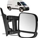 Right Passenger Side Extended Long Arm Mirror Assembly 8Pins Compatible with Ram Promaster 1500 2500 3500 20142023 Power Heated Glass Turn Signal Light Manual Folding, No blind spot