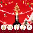 12Pcs Christmas Wine Bottle Stoppers Set Xmas Tree Santa Claus Deer Wine Bottle Corkers Christmas Party Favors with Card and Ropes, for Winter Decor Holiday Supplies Wine Accessories Gift for Hostess