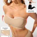 ProKloud Strapless Push Up Bras for Women Wireless Bandeau Bra Non-Slip Silicone Tube Top Padded Convertible Bralette, Size L