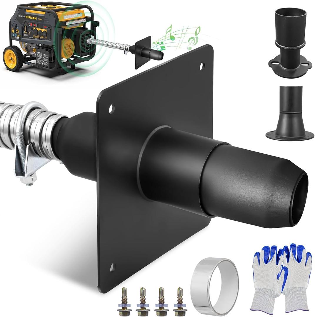 Generator Exhaust Extension Silencer Kit,with Two Universal Adapters Compatible Most Portable Generators wiht ALL-IN-ONE KIT, Reduces Noise by 60%,Compatible with All Portable Generators